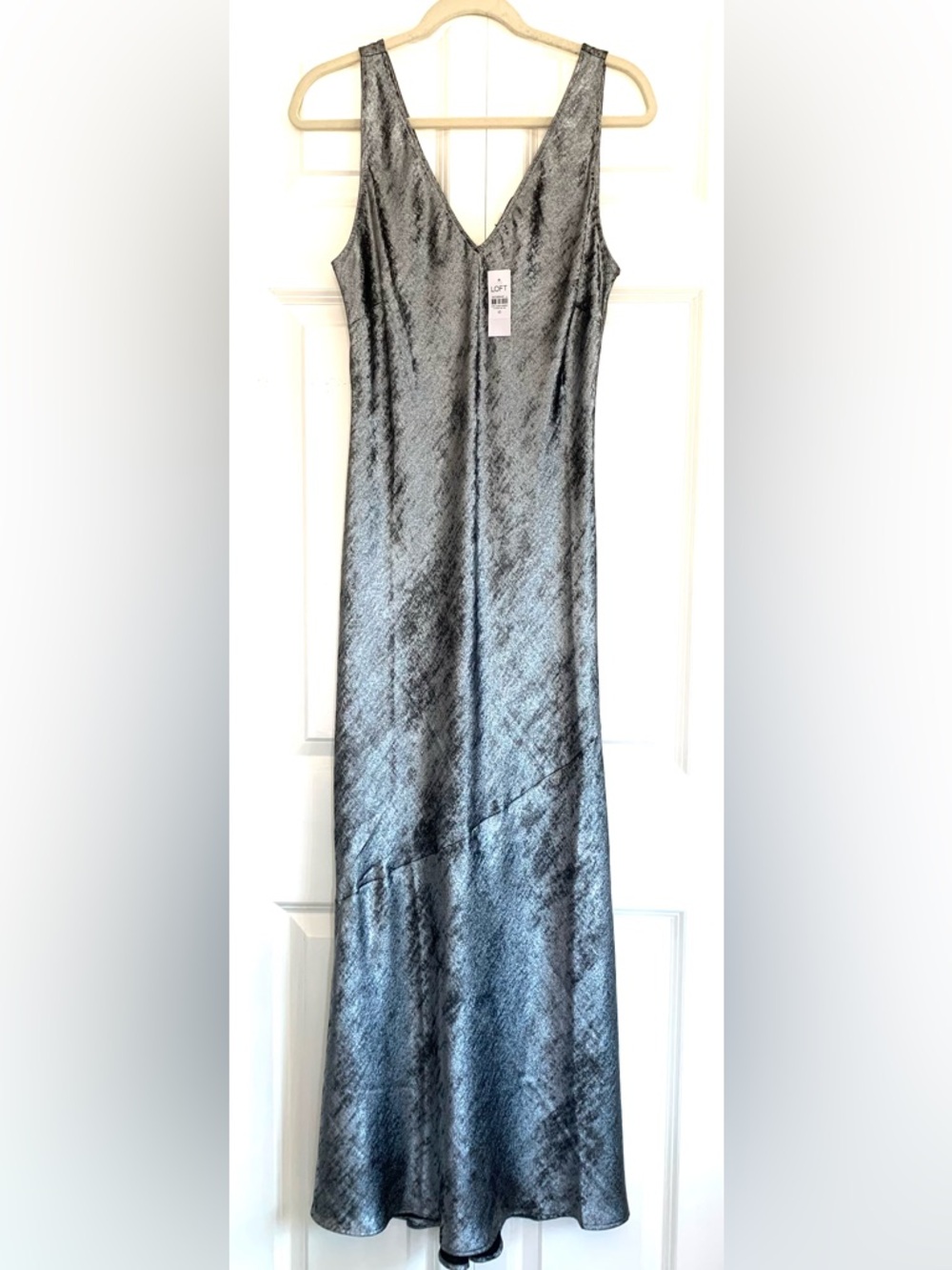 Loft Silver Metallic Slip Dress